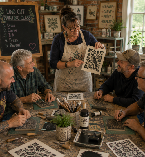 lino cut printing